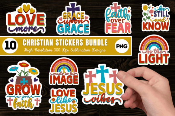 Christian Printable Sticker Bundle: Graphics for Faith Crafts