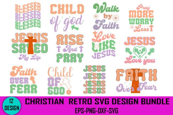 Christian Retro SVG Graphics for Faith Crafts