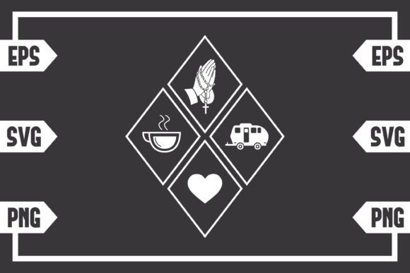 Coffee Jesus Heart Caravan: Graphics for Crafts